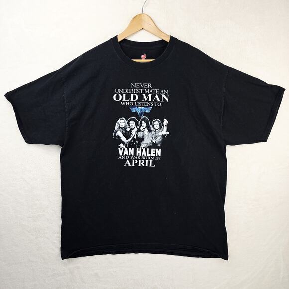 Never Underestimate An Old Man Listens To Van Halen Shirt Mens XXL Born April - Picture 2 of 7